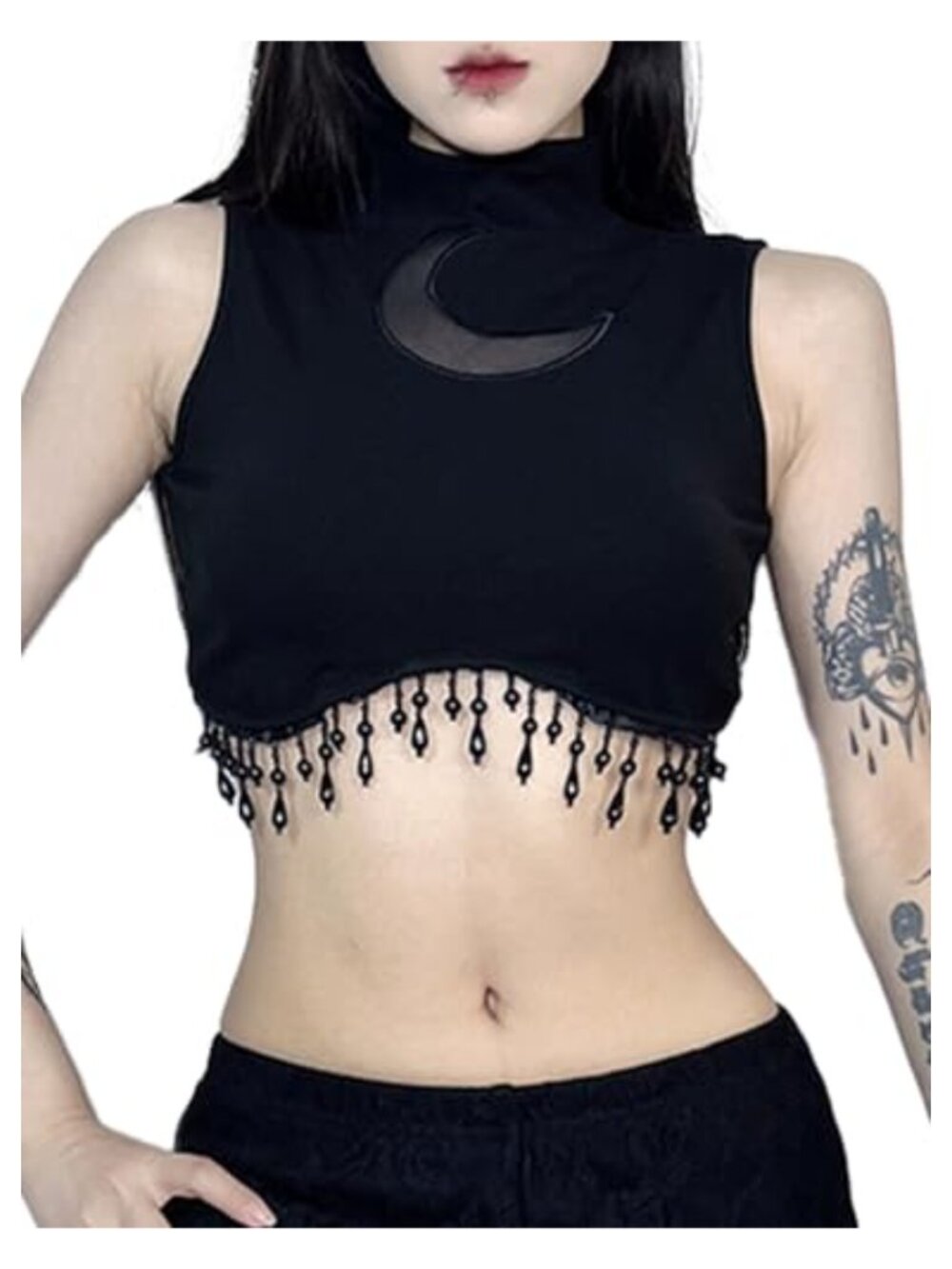 Gothic Crop Top Lace Sleeveless Tank Y2K Punk